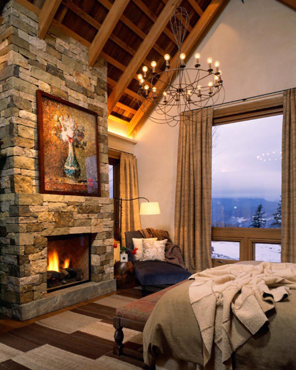 chalet de montagne chambre à coucher en bois