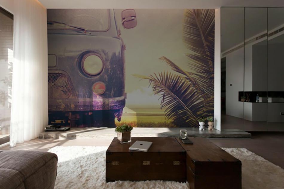 sticker mural original pixers exotique retro