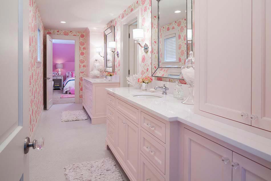 salle de bain design rose féminin