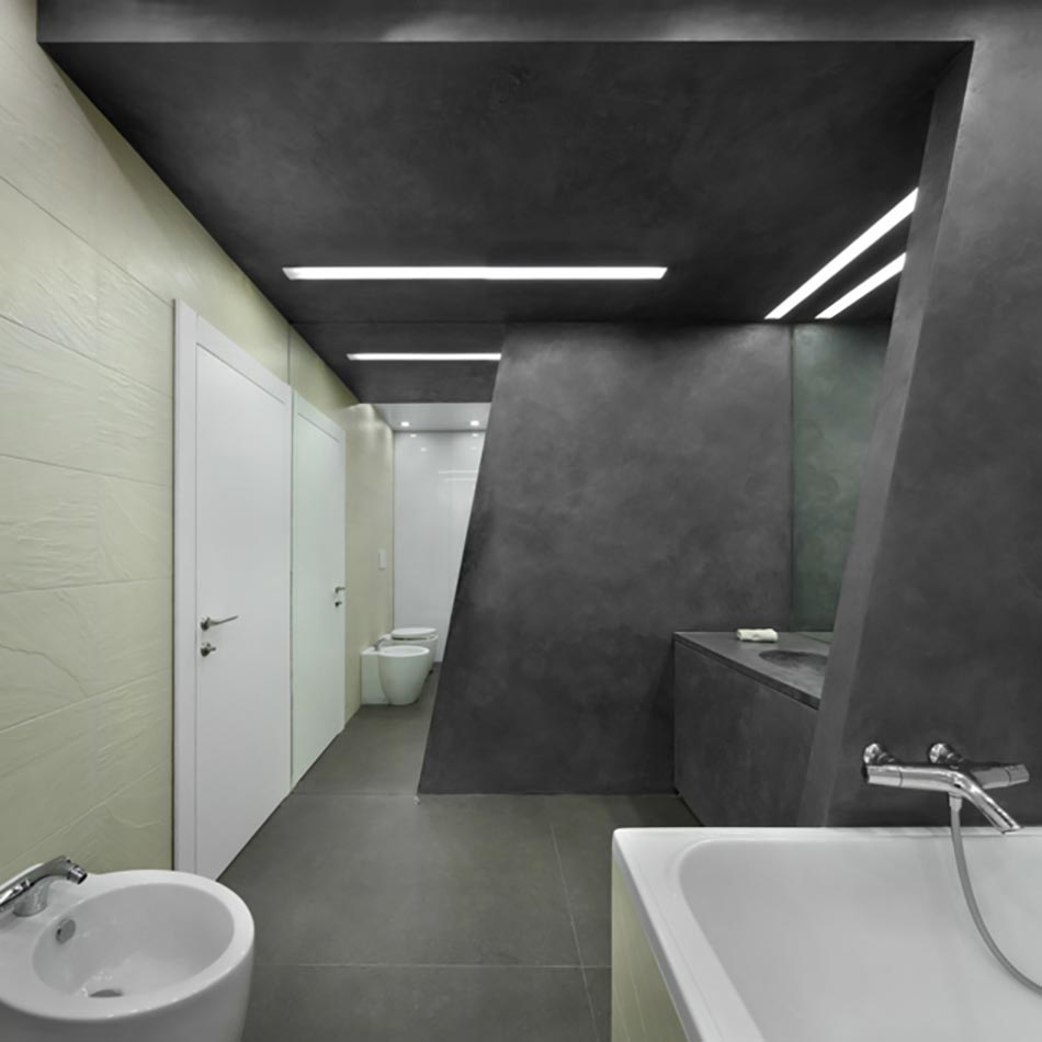 salle de bain design béton gris