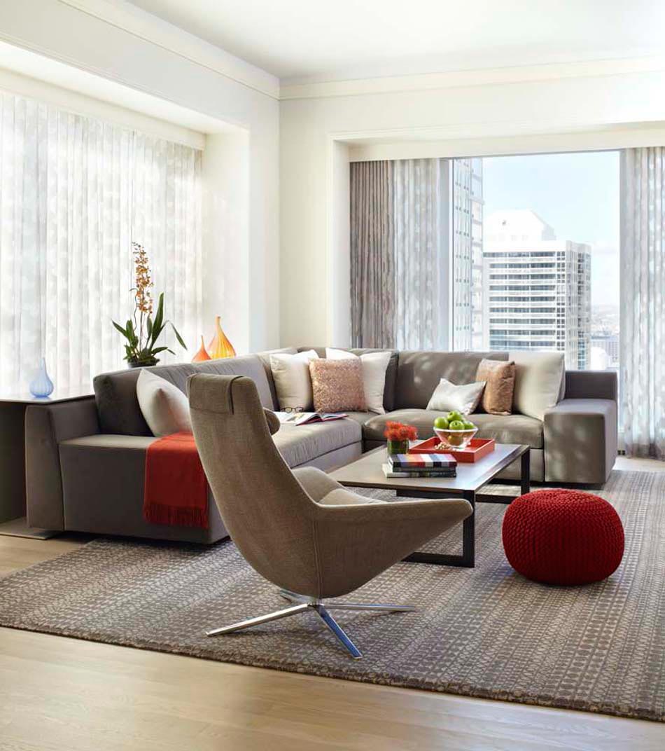 séjour luxe appartement de ville pouf rond