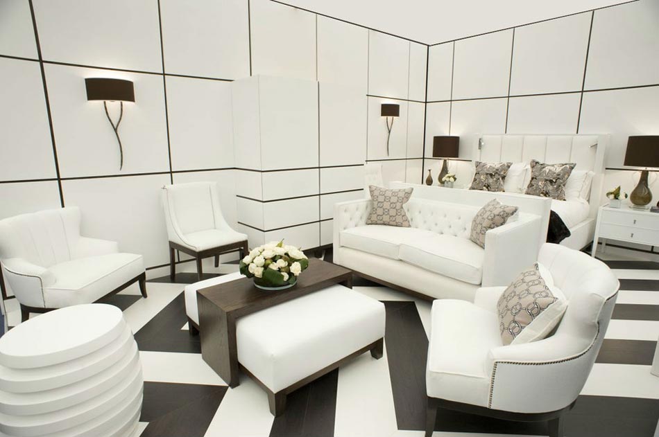 Design luxe en blanc et noir chambre parentale