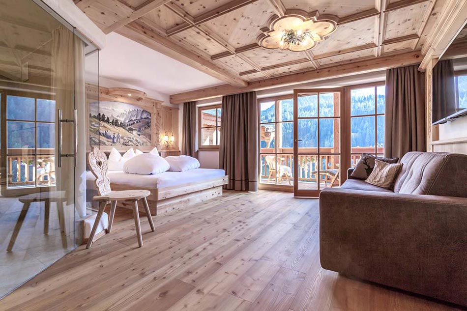 intérieur déco rustique hôtel suite montagne tyrol