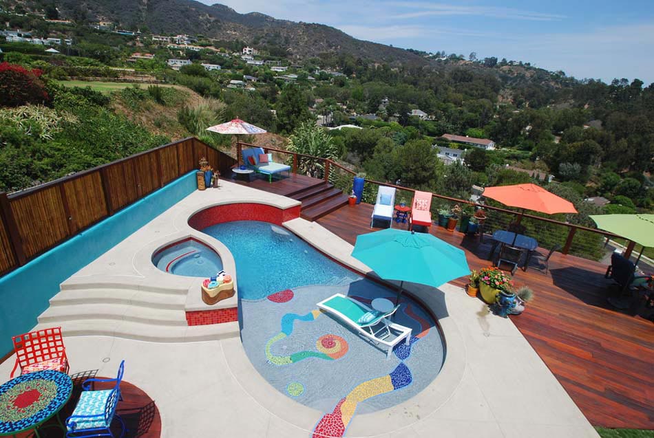 piscine outdoor avec vue villa de luxe