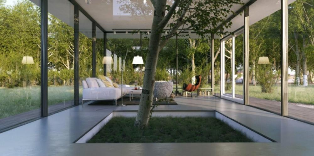 Magnifique pièce vitrée à la deco salon éco deco salon écologique unique design vert