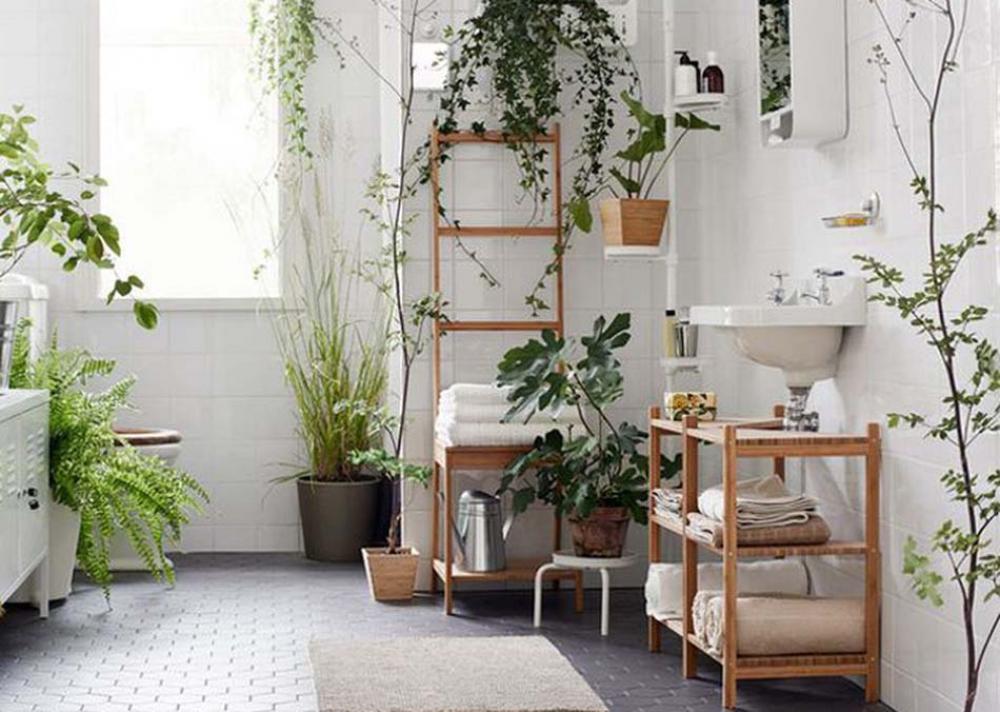idées déco salle de bain plantes vertes