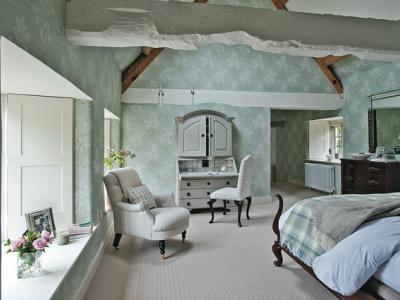 tapisserie mur design chambre rustique