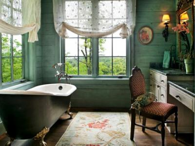 Déco originale de salle de bains en vert