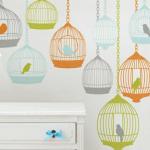 Cages d’oiseaux pour ces stickers muraux multicolores