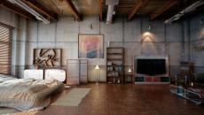 Chambre à coucher design industriel