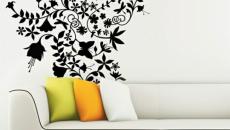 stickers muraux fleurs noires