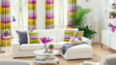 Rideau déco assorti aux coussins du canapé
