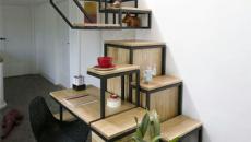 Escalier d'intérieur en cases de bois