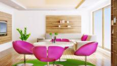 salon déco fuchsia et vert