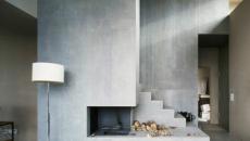 cheminée et mur en béton séjour tendance