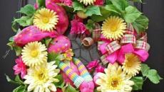 couronne déco florale et oeufs de Pâques
