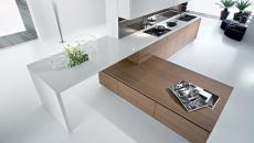 Cuisine originale en blanc et bois naturel
