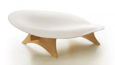Méridienne ultra design en blanc et bois