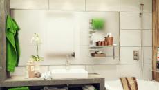 petite salle de bain desing accessoires verts