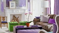 Violet et blanc dans ce séjour aux teintes uniques