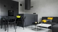 séjour design en noir et jaune