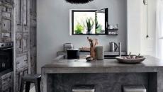 Joli ilot cuisine en béton de couleur gris foncé