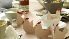 origamis formes poules pour déco table Pâques