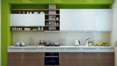 cuisine moderne en bois foncé et vert