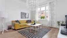Superbe salon scandinave en blanc et touches couleurs intéressantes