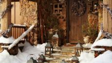 décoration de Noël rustique porte d'entrée