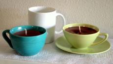 bougies faites maison anciennes tasses récup