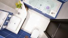 L’aménagement de cette petite salle de bains moderne vue d’en haut plan d'aménagement petite salle de bain d'appartement