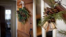 idée déco branche de sapin et pommes de pin