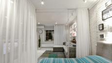 Coin sommeil délimité par des murs en transparents chambre aménagée petit appartement