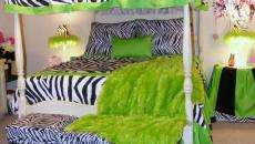 Décoration en vert vive et imprimés zèbre Déco effet savane aux imprimés zèbre