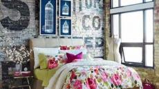 loft esprit industriel parure de lit fleurs