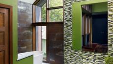 Élégance avec cette salle de bains à la mosaïque originale agencement originale déco salle de bain verte