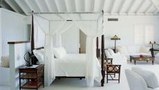 belle chambre parentale blanc moustiquaire lit