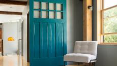 Déco sympa porte coulissante en bleu/ vert