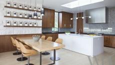 cuisine contemporaine futuriste spot LED éclairage suspensions
