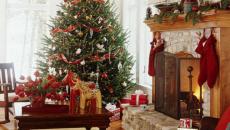 séjour décoration de Noël blanc rouge vert