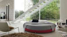spacieuse chambre à coucher lit rond mobilier design