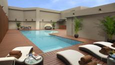 belle terrasse sur toit avec piscine