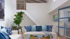 ameublement design bleu blanc maison de vacances