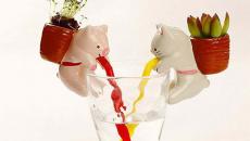 On peut disposer un ou plusieurs de ces pots de fleurs par verre d’eau pots de fleurs animaux sympa enfants