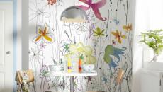 dessin mural fleur déco cuisine