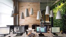 Bois, béton, marbre –savoureux mélange des matériaux ameublement design bureau office contemporain