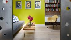 déco de salon mur peint en citron vert