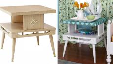 table en bois décorée et repeinte