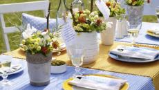 jardin table rustique avec fleurs